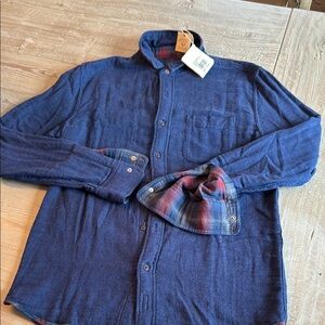 Faherty reversible navy and plaid button-down